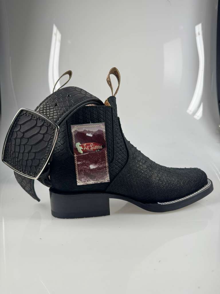 Black Python Cowboy Boots Square Toe by La Sierra + Matching Belt – Exotic Western Style 7 Black Python Cowboy Boots Square Toe by La Sierra + Matching Belt – Exotic Western Style 7