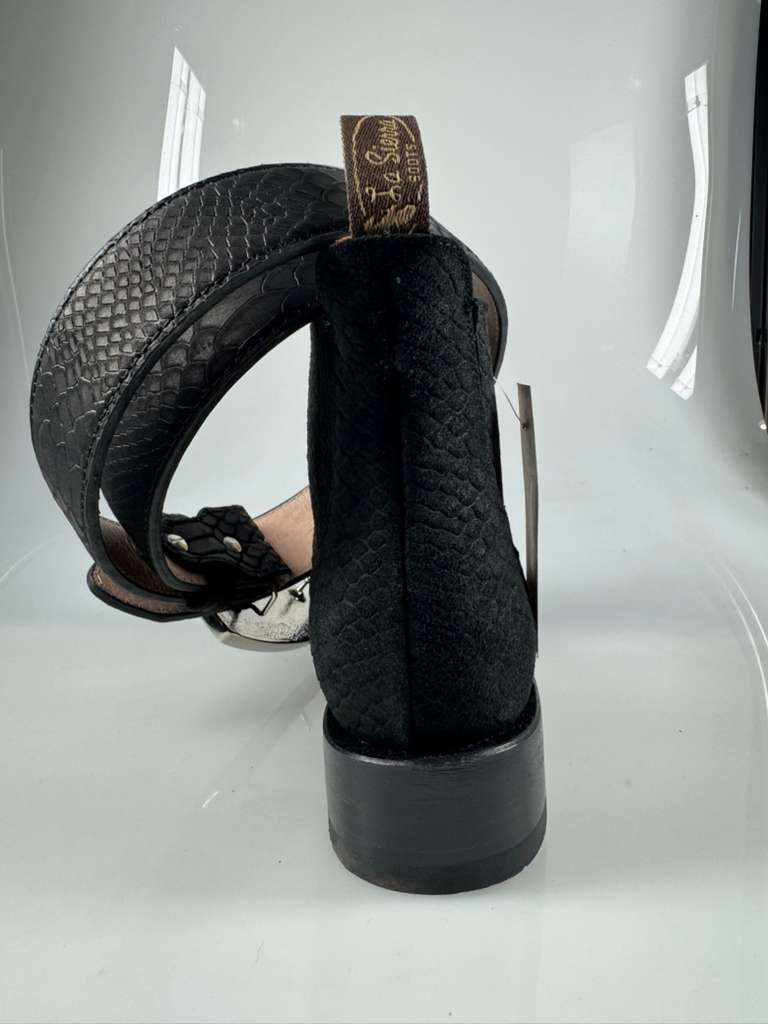 Black Python Cowboy Boots Square Toe by La Sierra + Matching Belt – Exotic Western Style