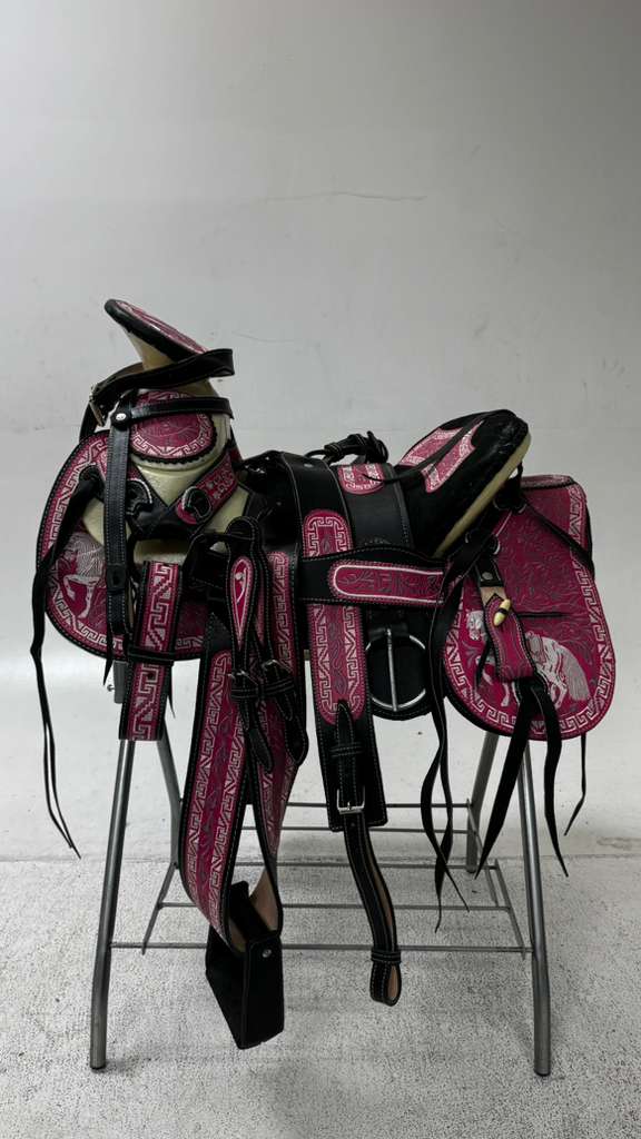 Charro Saddle – Pink & Black “La Reina Fucsia” Edition (15.5”)