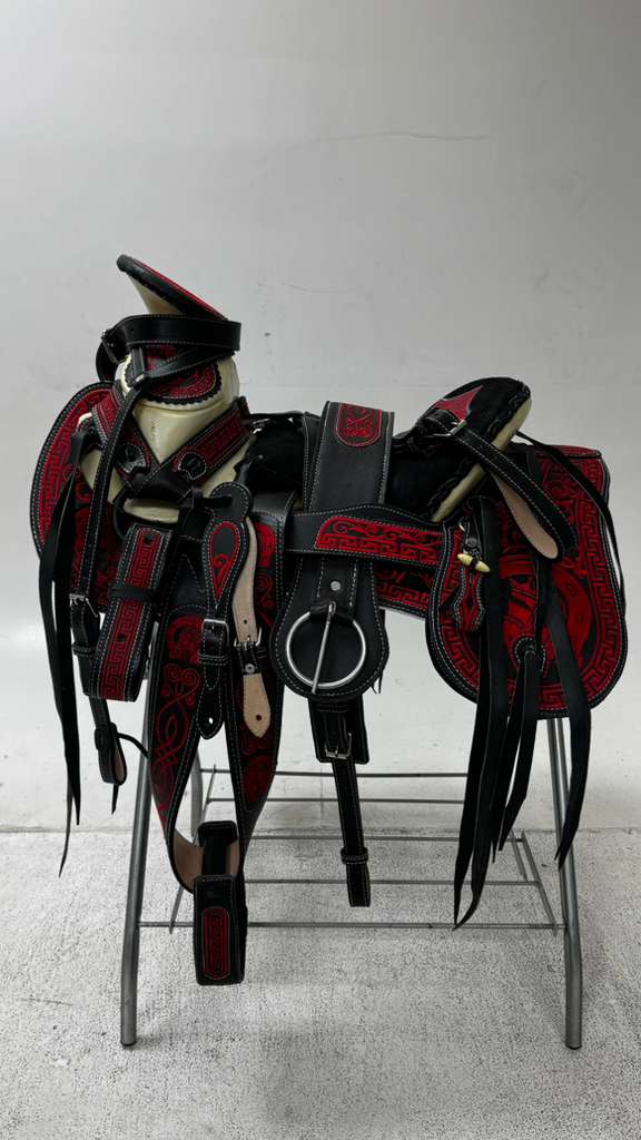 Charro Saddle – Black & Red “La Sombra Roja” Edition (15.5”)