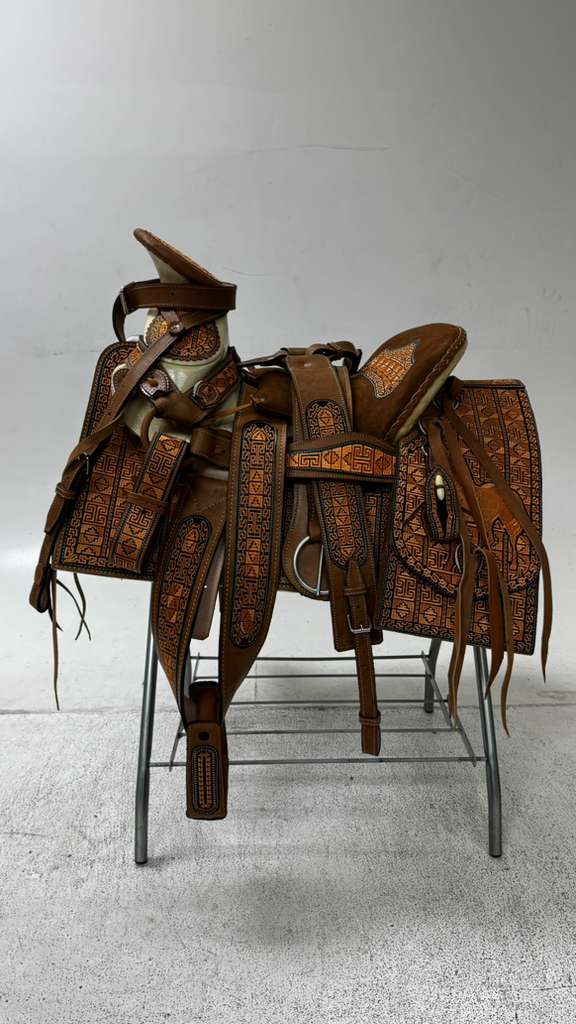 Charro Saddle – Tan & Bronze “El Tesoro Azteca” Edition (15.5”)