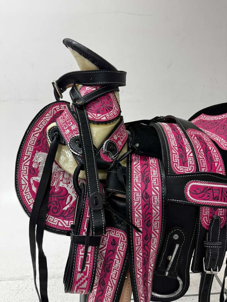 Charro Saddle – Magenta & Black “La Rosa Fuerte” Edition (15.5”)