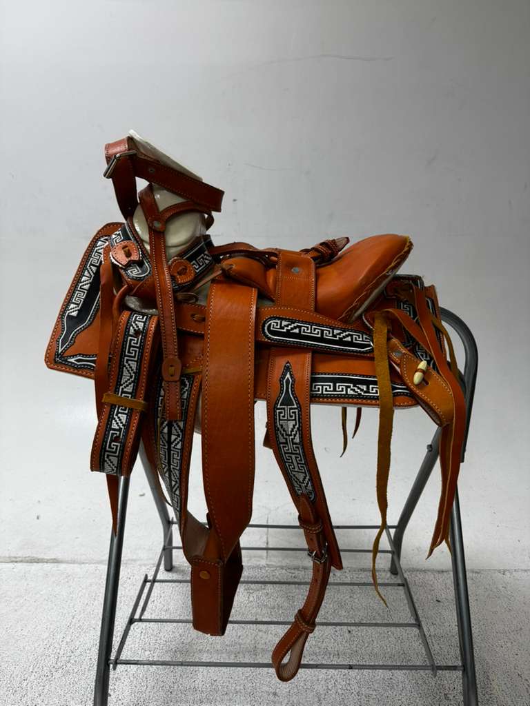 Charro Pony Saddle – Orange & Black “El Zócalo” Edition (12”)