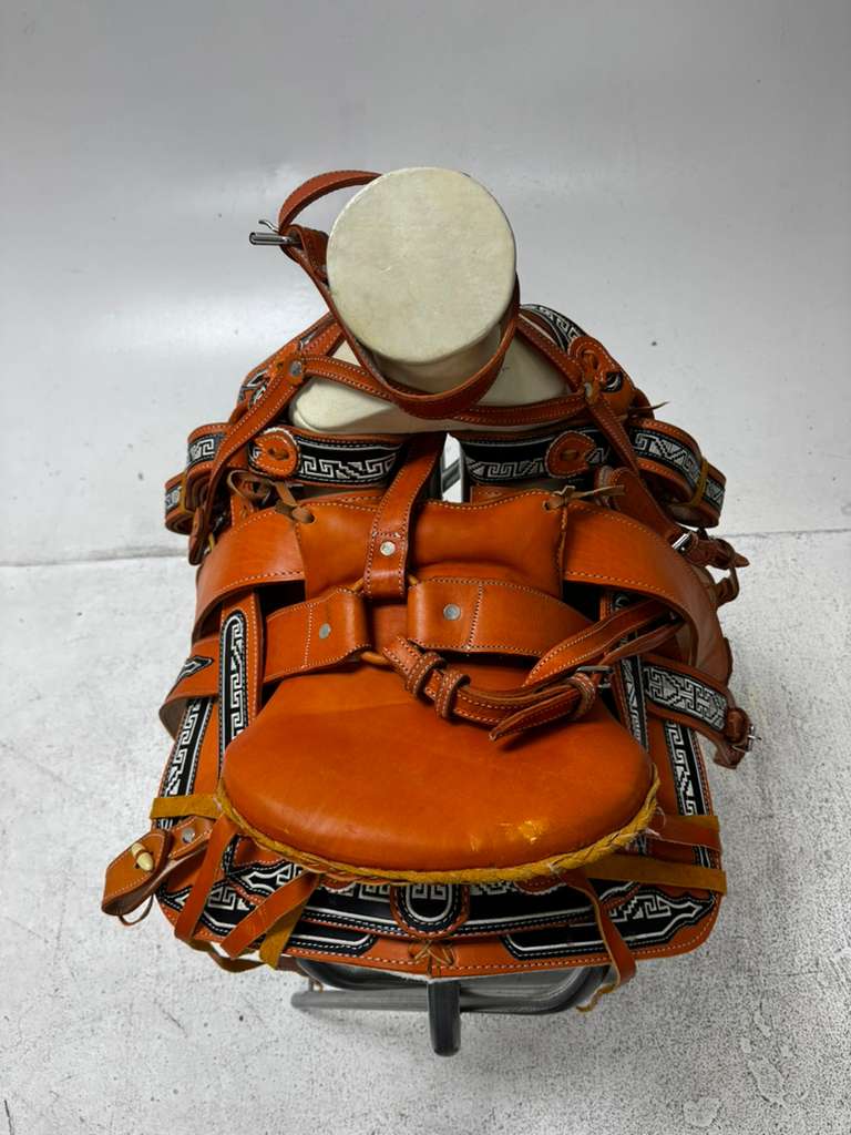 Charro Pony Saddle – Orange & Black “El Zócalo” Edition (12”)