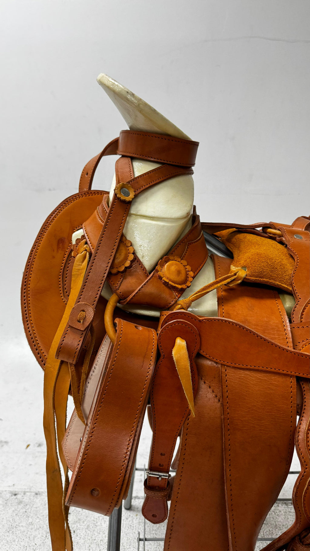 Charro Saddle – Tan Suede & Leather Combination (15.5”) “El Vaquero Real”