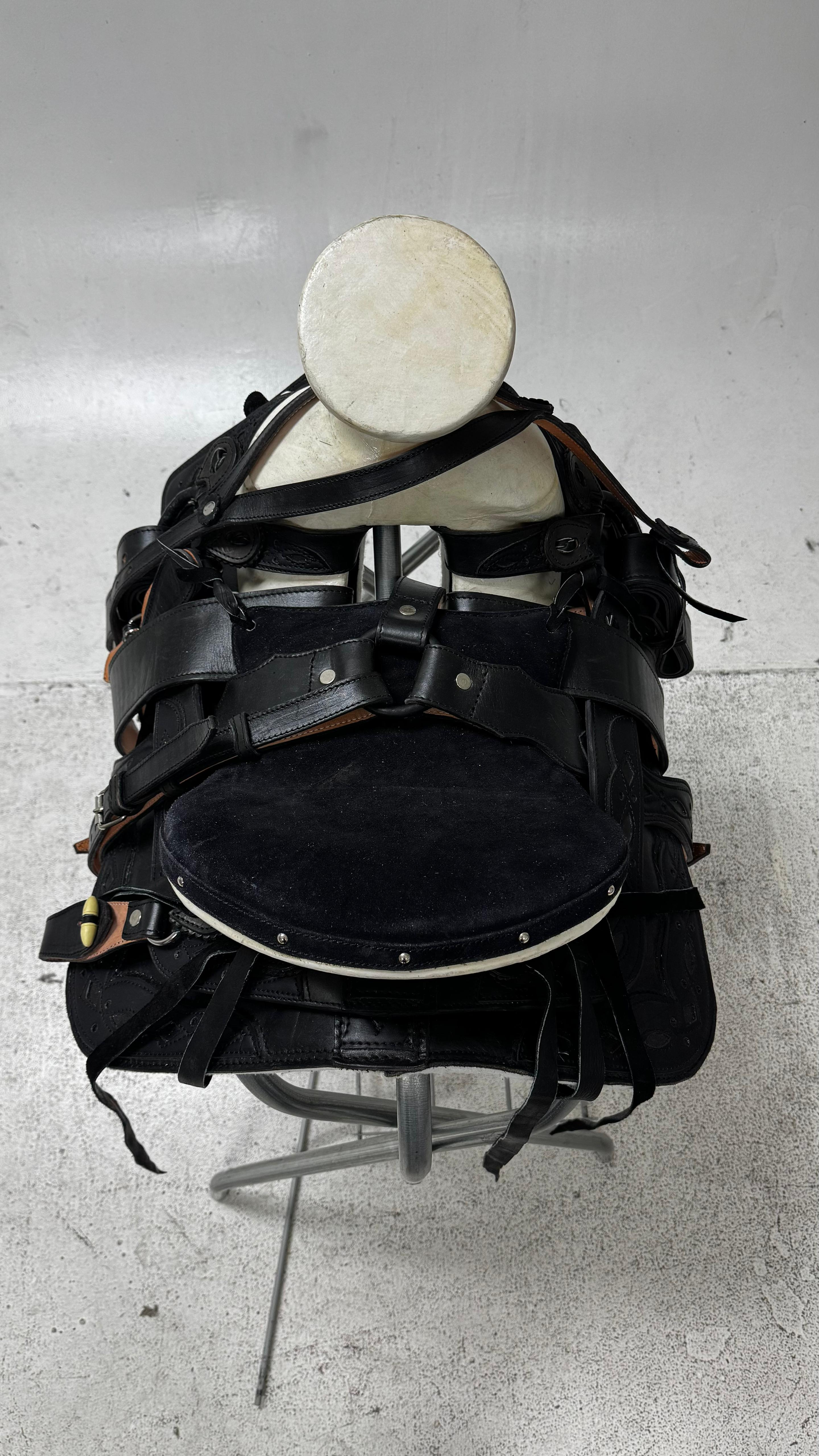 Charro Pony Saddle – Black Leather (12.5”) “El Potrillo Negro”