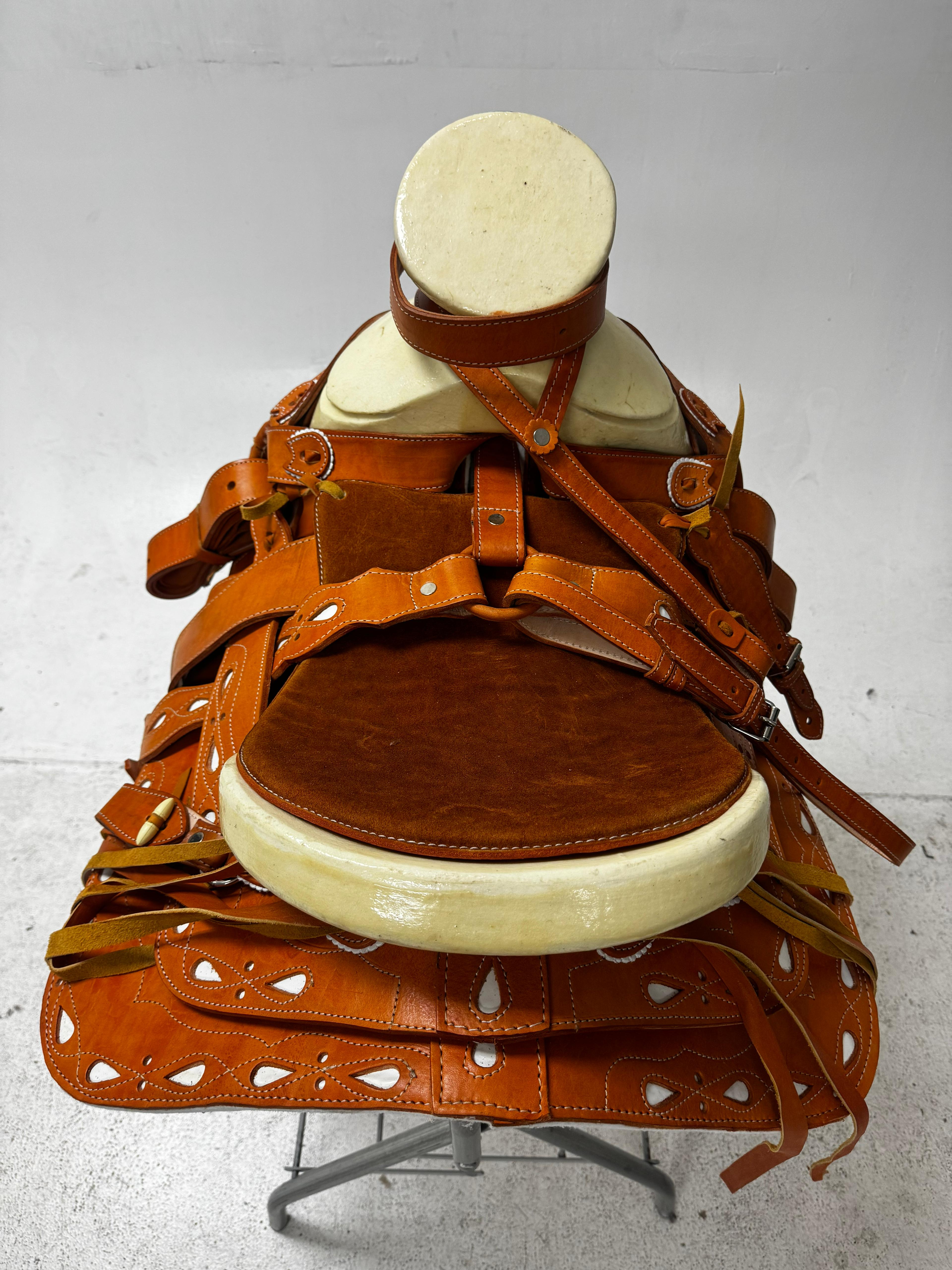 Charro Saddle – Tan Leather with Brown Suede Seat (15.5”) “El Solado”